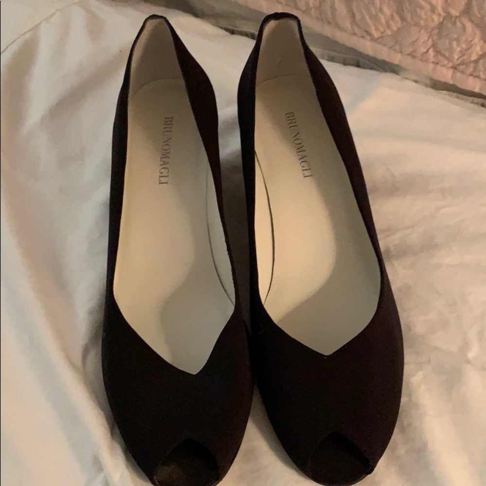 Bruno Magli peep tie wedges